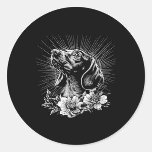Tattoo Style Lover Dachshund Retro Dog  Classic Round Sticker