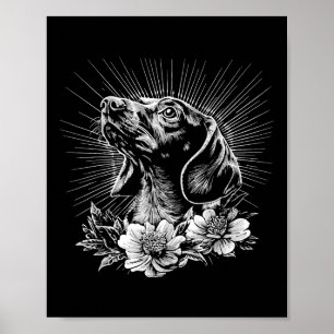 Tattoo Style Lover Dachshund Retro Dog Poster