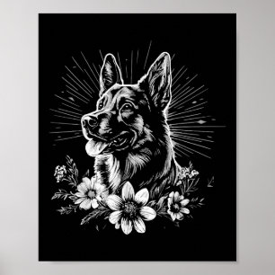 Tattoo Style Lover German Shepherd Retro Dog _1 Poster