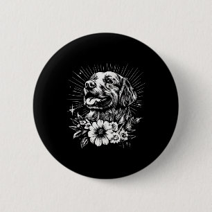 Tattoo Style Lover Golden Retriever Retro Dog  6 Cm Round Badge