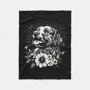Tattoo Style Lover Golden Retriever Retro Dog Fleece Blanket