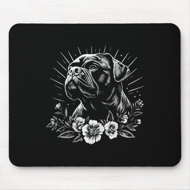 Tattoo Style Lover Mastiff Retro Dog  Mouse Pad (Front)