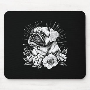 Tattoo Style Lover Pug Retro Dog _1 Mouse Pad