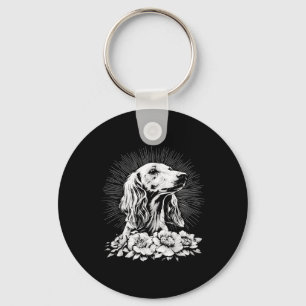 Tattoo Style Lover Saluki Retro Dog Key Ring