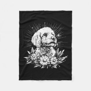Tattoo Style Lover Spanish Water Retro Dog _1 Fleece Blanket