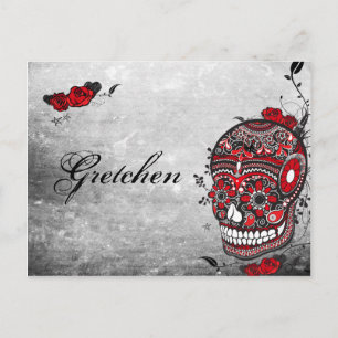 Tattoo Style Muerte Skull and Flourishes Name Card