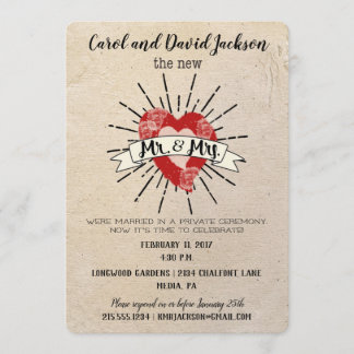 Tattoo Style Post Wedding Elopement Party Invitation