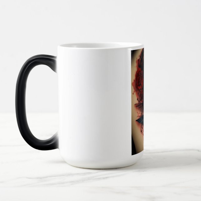 Tattoo style rose compass beautiful evoking  magic mug (Left)