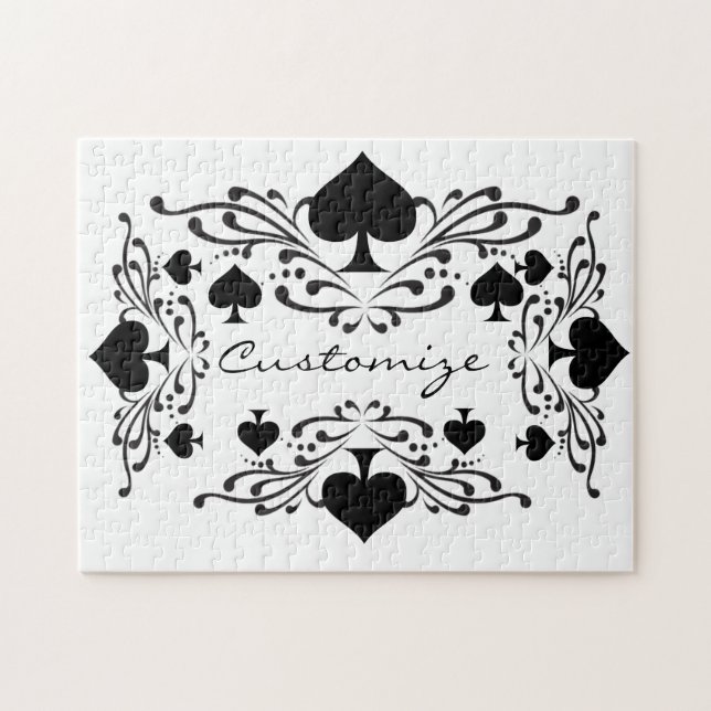 Tattoo-style Scroll Black Spades Thunder_Cove Jigsaw Puzzle (Horizontal)