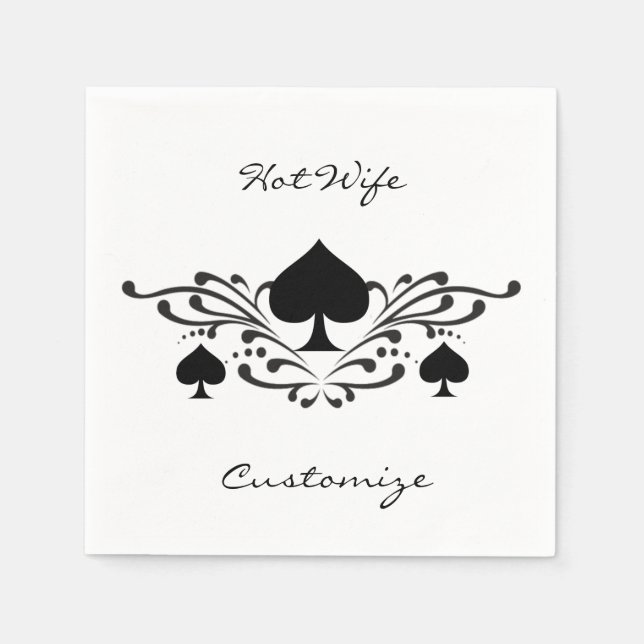 Tattoo-style Scroll Black Spades Thunder_Cove Napkin (Front)