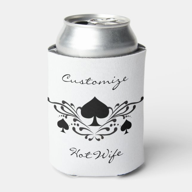 Tattoo-style Spiral Black Spades Thunder_Cove Can Cooler (Can Front)