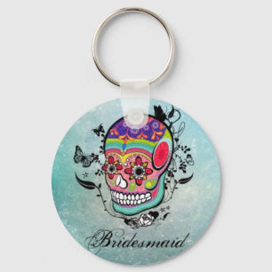 Tattoo Sugar Skull Bridesmaid Keychain