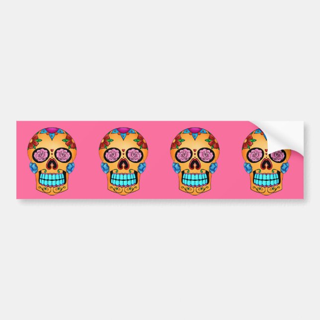 Tattoo Sugar Skull Bumper Sticker (Front)