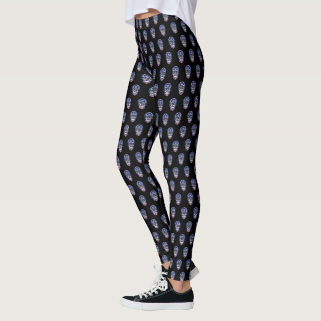 Tattoo  Sugar Skull Design Leggings (Left)