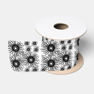 Tattoo Sunflower Floral Black White Tattoo Flower Satin Ribbon