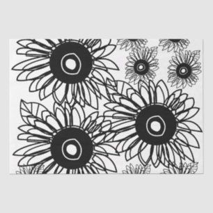 Tattoo Sunflower Floral Black White Tattoo Flower Tissue Paper