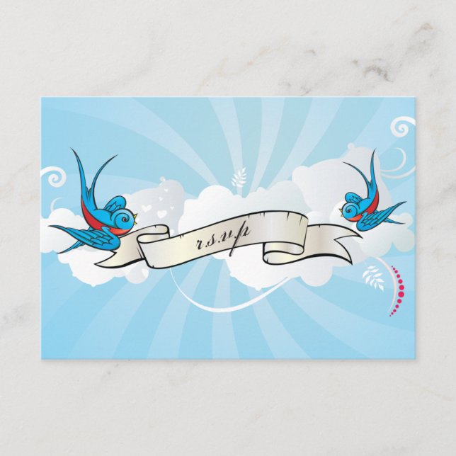 Tattoo Swallows and Scroll Reception card (Front)