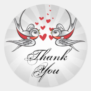 Tattoo Swallows and Scroll Urban Thank You. Classic Round Sticker