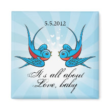 Tattoo Swallows Save the Date Wedding Magnet