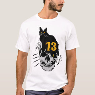 Tattoo tete_de_mort_crane_chat_black_13_numero_cha T-Shirt