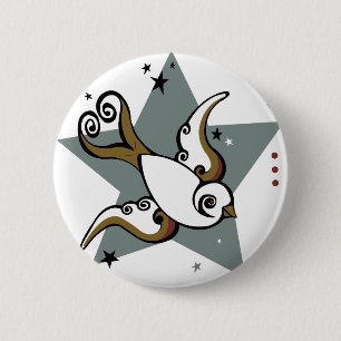 Tattoo Urban Swallow Bird Design 6 Cm Round Badge