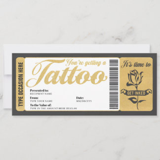 Tattoo Voucher Certificate Ticket Gift Card