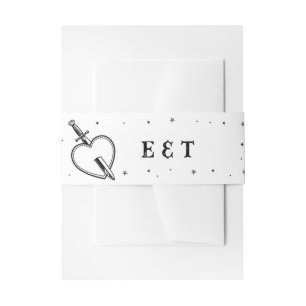 Tattoo Wedding Heart Knife Band Cutlery Invitation Belly Band