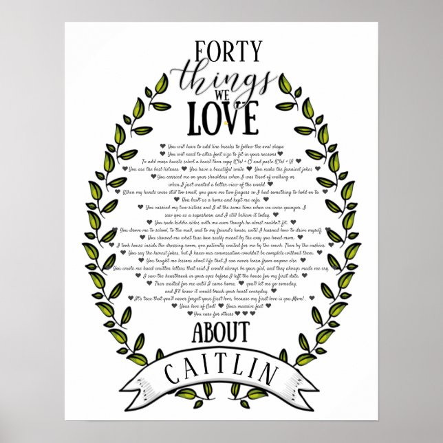 tattoo wreath things we love you 40 birthday poster (Front)