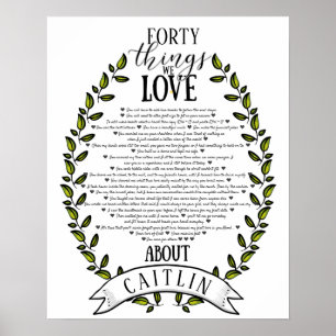 tattoo wreath things we love you 40 birthday poster