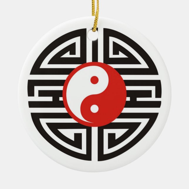 Tattoo Yin & Yang Ceramic Tree Decoration (Front)
