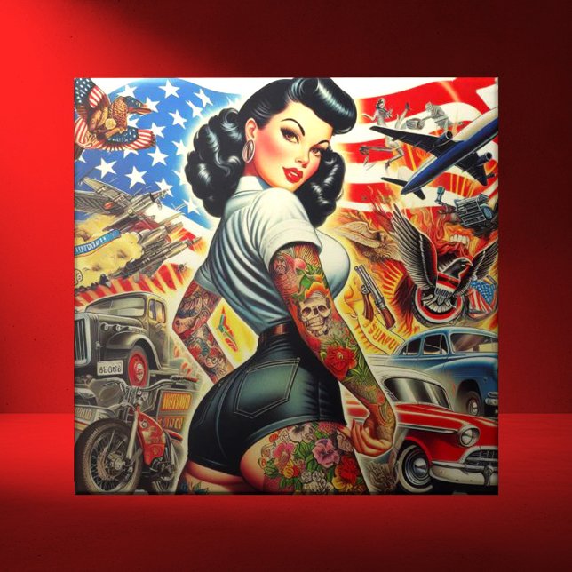 Tattooed American Pin-up Ceramic Tile (Creator Uploaded)