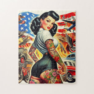 Tattooed American Pin-up Jigsaw Puzzle