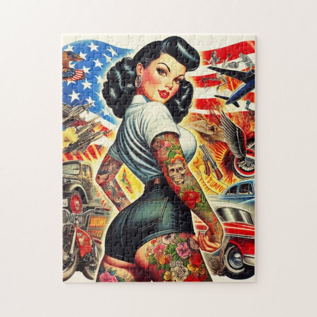 Tattooed American Pin-up Jigsaw Puzzle (Vertical)