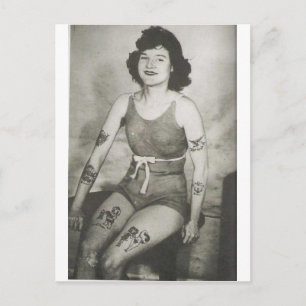 Tattooed Bathing Beauty Postcard