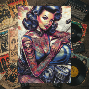 Tattooed Biker Girl Tissue Paper