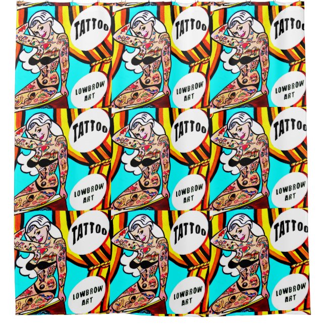 tattooed bikini model pattern shower curtain (Front)
