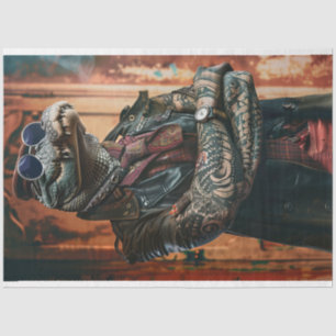 Tattooed Boss Alligator Flipped Decoupage Tissue Paper