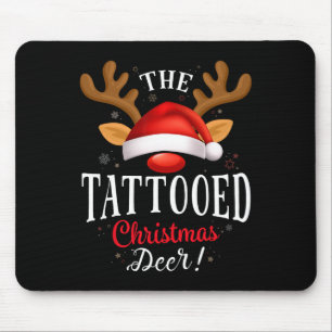 Tattooed Christmas Deer Pjs Xmas Family Matching  Mouse Pad