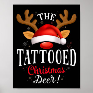 Tattooed Christmas Deer Pjs Xmas Family Matching  Poster