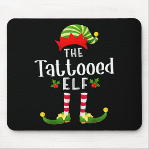Tattooed Christmas Elf Matching Pajama X-mas Party Mouse Pad