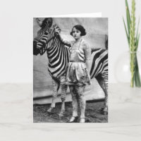 Tattooed Circus Lady and Zebra Card - Blank Inside