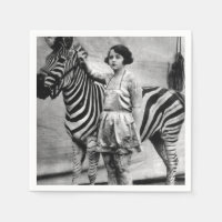 Tattooed Circus Lady and Zebra Napkins