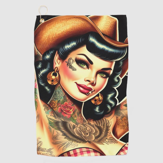 Tattooed Country Girl Golf Towel (Front)