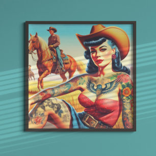 Tattooed Country Woman Poster