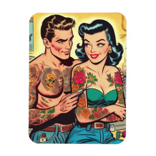 Tattooed Couple Vintage Comics Magnet