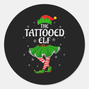 Tattooed Elf Christmas Family Girls Women Elf Squa Classic Round Sticker