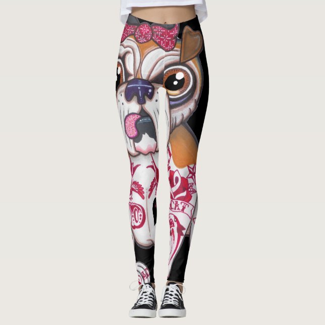 Tattooed English Bulldog Leggings (Front)