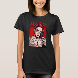 Tattooed Evil Girl Unholy Anti Christ Demonic Foll T-Shirt