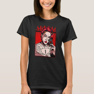 Tattooed Evil Girl Unholy Anti Christ Demonic Foll T-Shirt