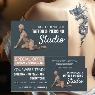 Tattooed Female, Tattoo & Body Piercing Studio Flyer